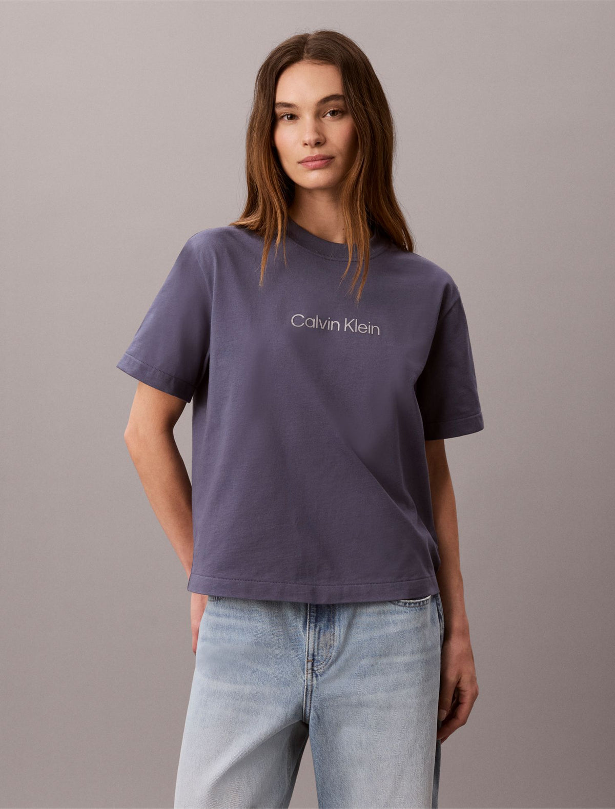 Metallic Logo Boxy Tee - Calvin Klein Women
