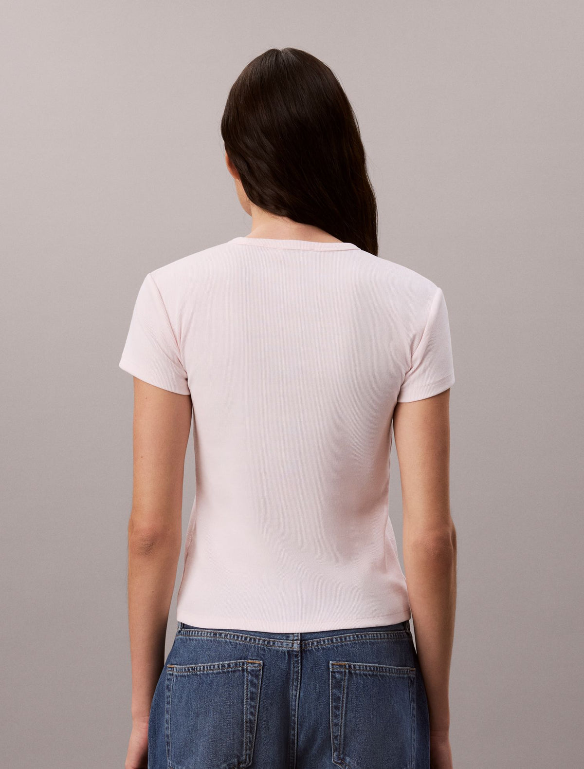 Woven Monologo Rib Tee - Calvin Klein Women