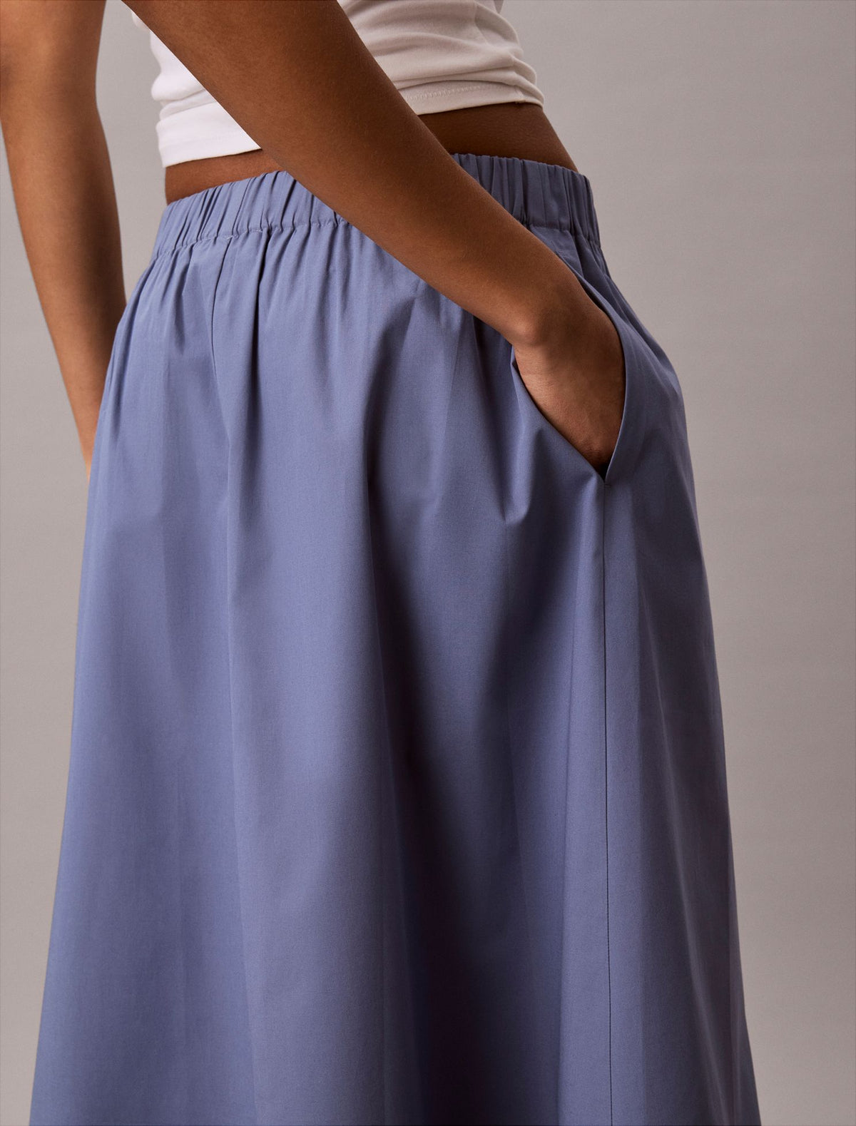 Cotton Poplin Midi Skirt - Calvin Klein Women