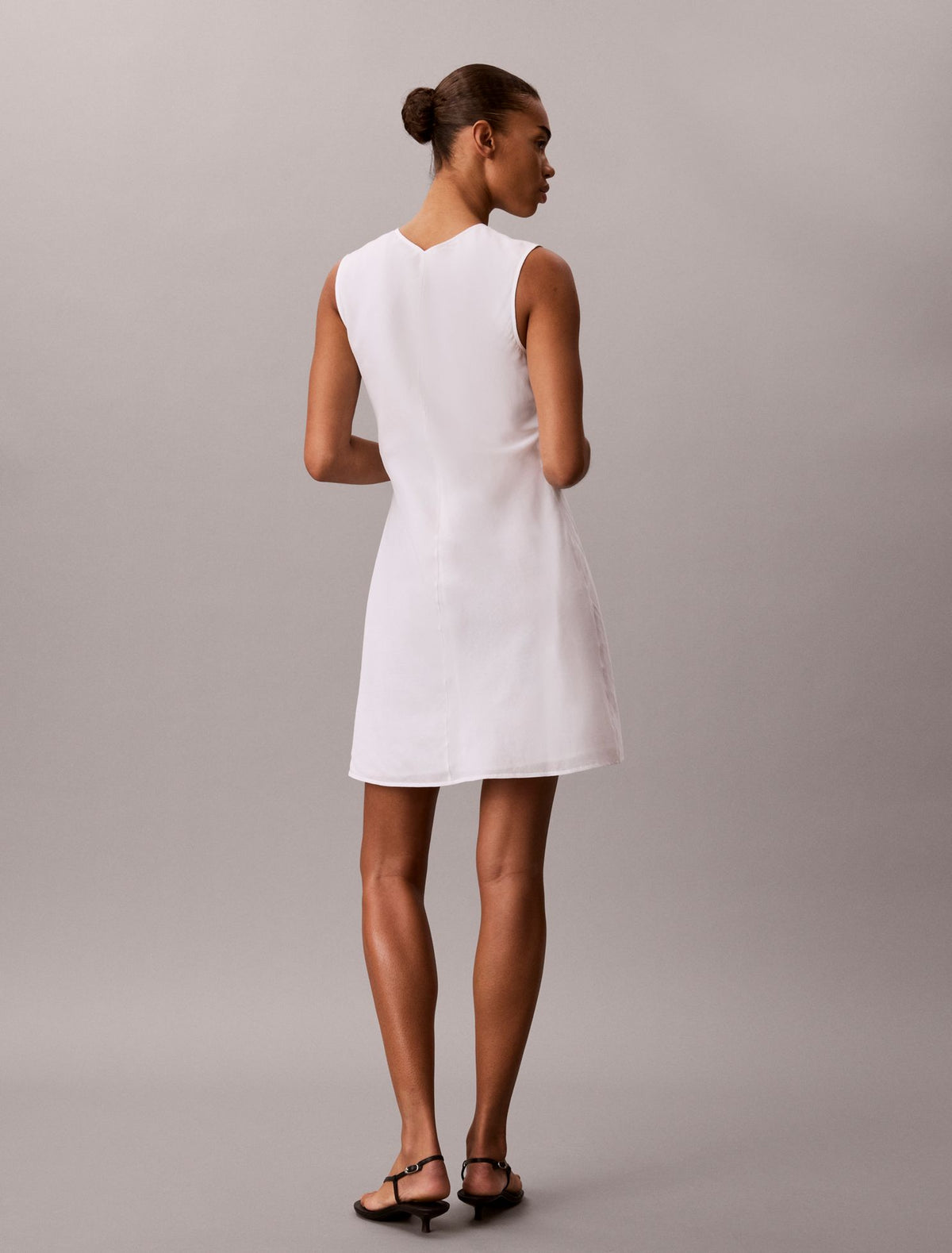 Cotton Blend V-Neck Mini Dress - Calvin Klein Women