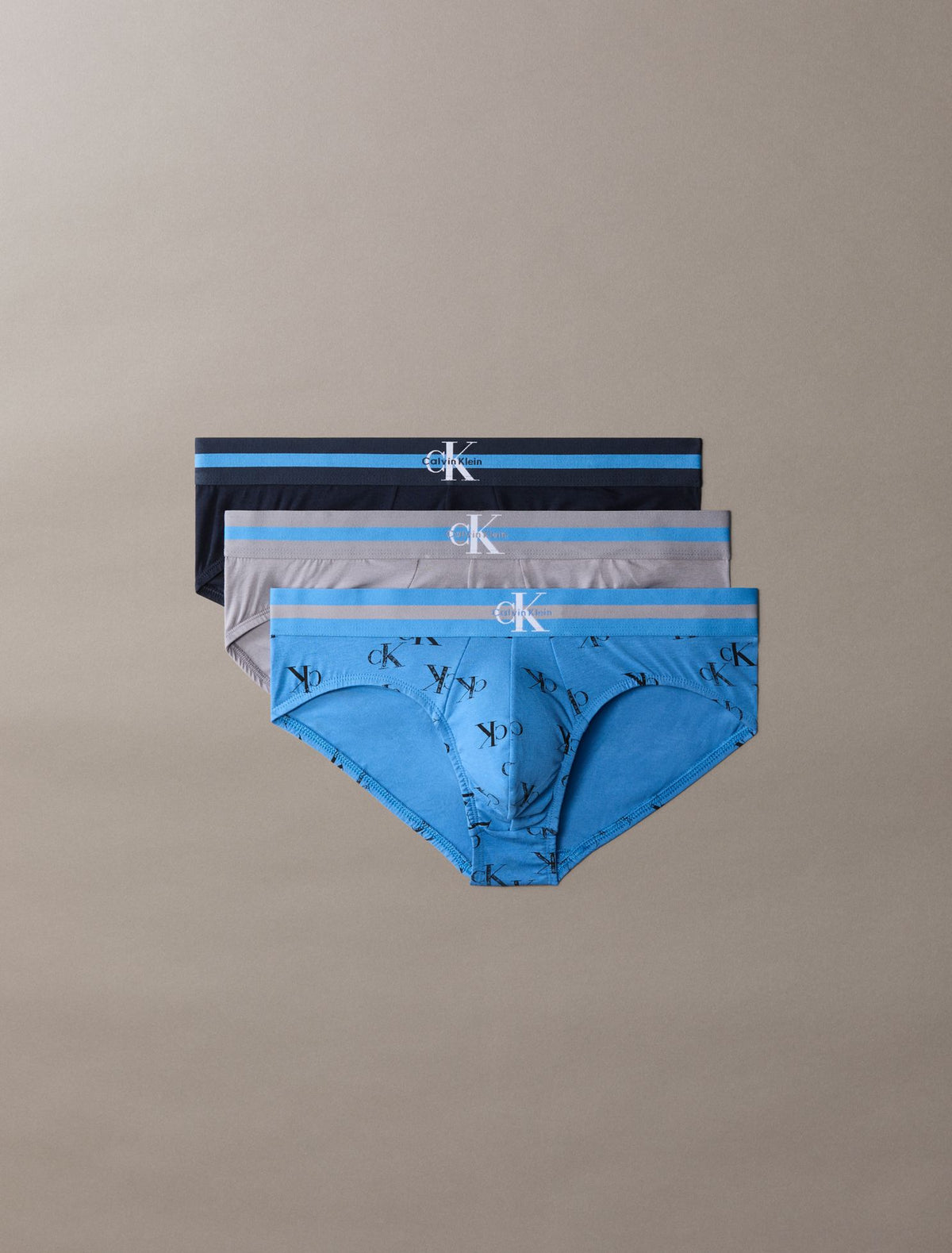 Graphic Monogram Cotton Stretch 3-Pack Hip Brief - Calvin Klein Underwear