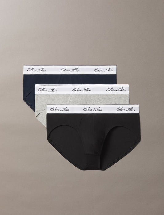 Icon Cotton Stretch Script 3-Pack Hip Brief - Calvin Klein Underwear