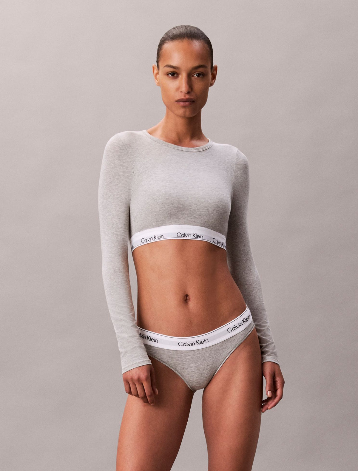 Icon Cotton Modal Lightly Lined Long Sleeve Tee Bralette - Calvin Klein Underwear