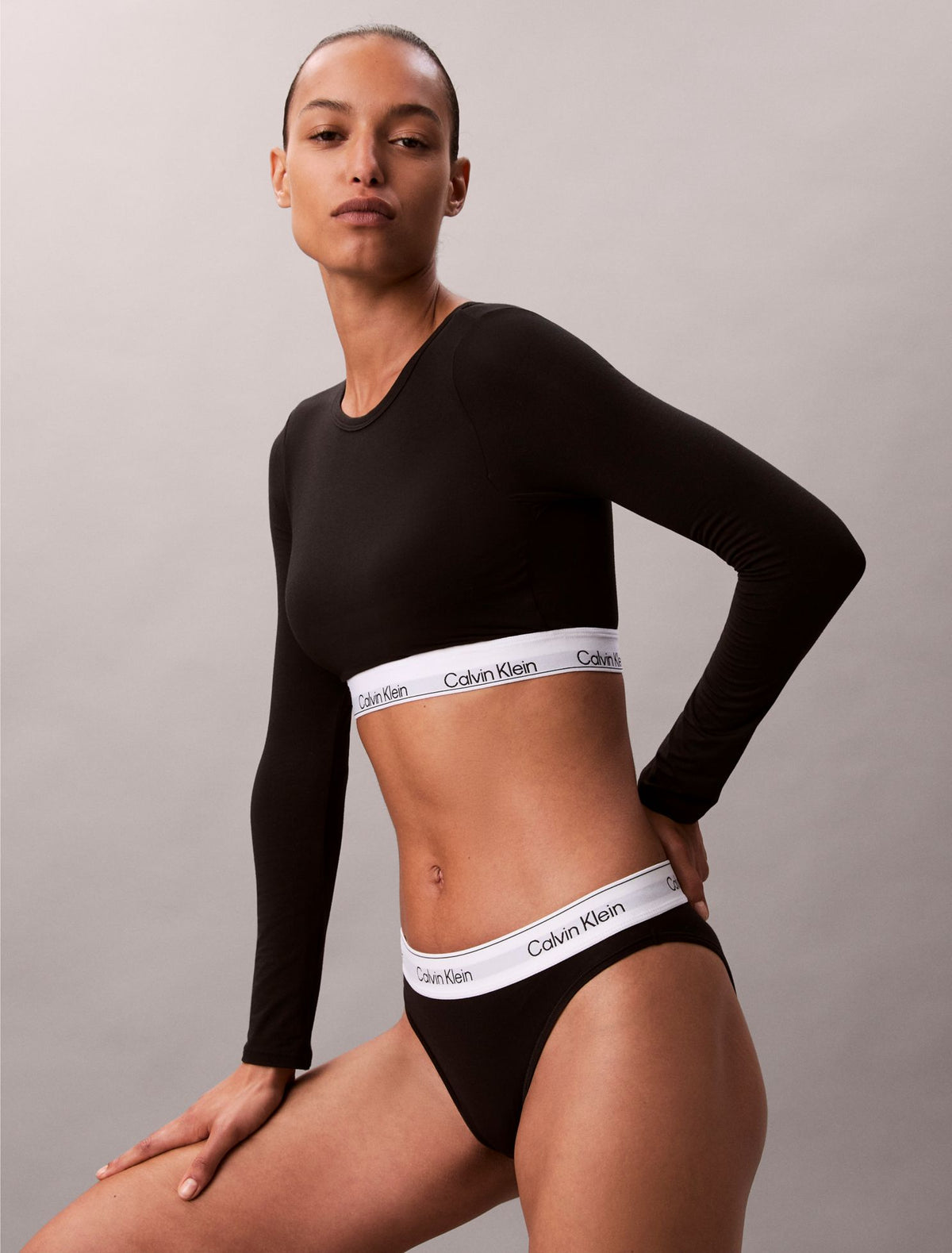 Icon Cotton Modal Lightly Lined Long Sleeve Tee Bralette - Calvin Klein Underwear