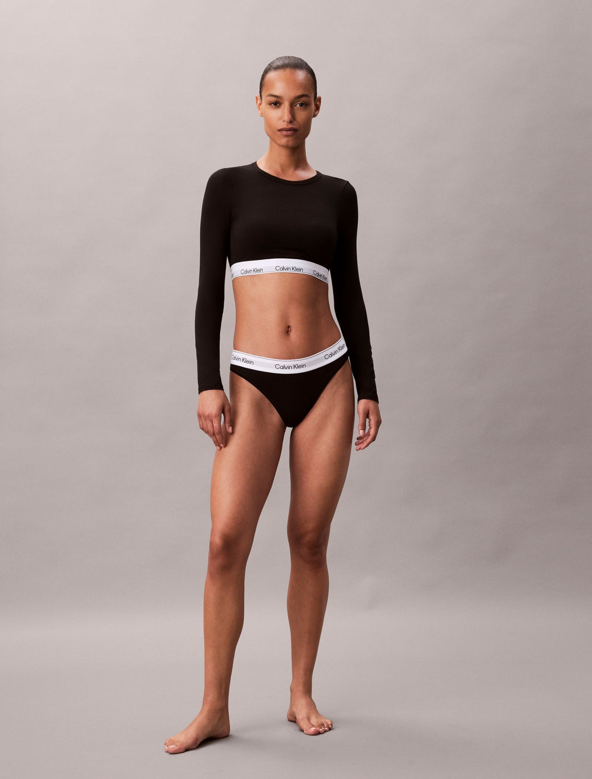Icon Cotton Modal Lightly Lined Long Sleeve Tee Bralette - Calvin Klein Underwear