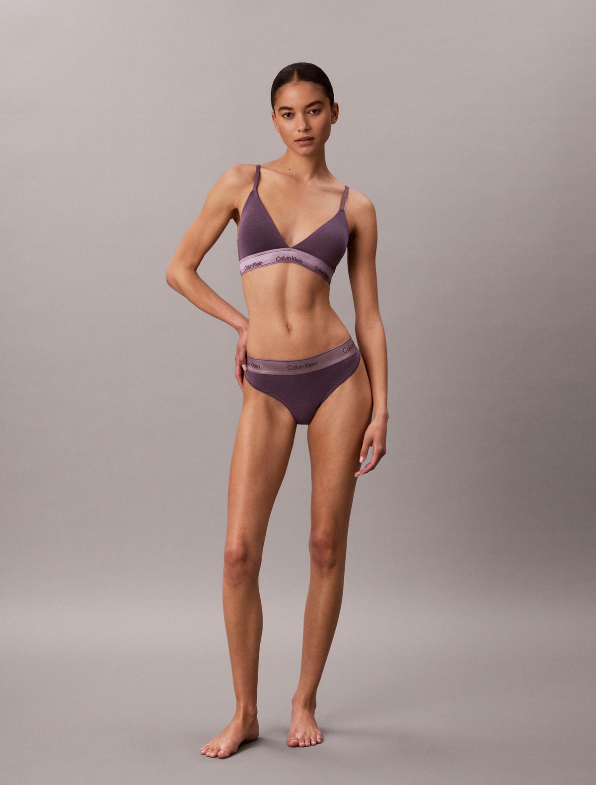 Icon Cotton Modal Metallic Lightly Lined Triangle Bralette - Calvin Klein Underwear