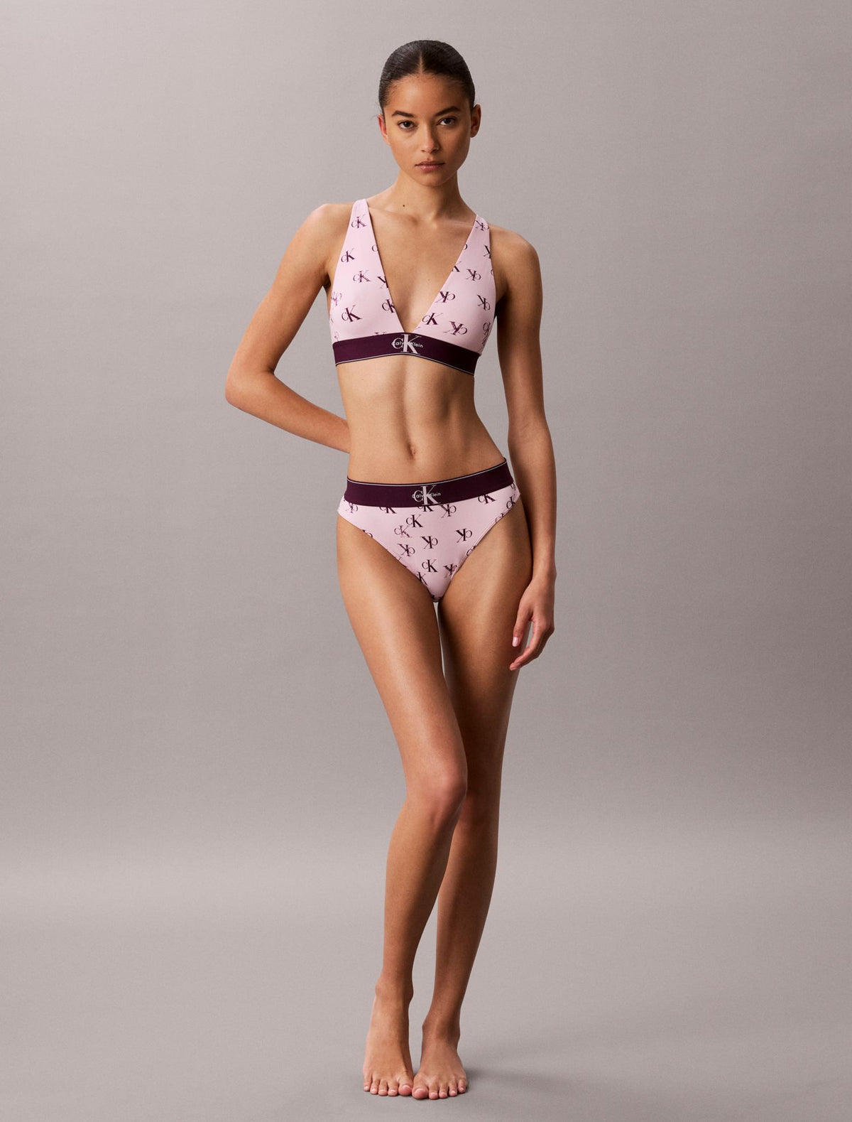 Graphic Monogram Microfiber Stretch Lightly Lined Triangle Bralette - Calvin Klein Underwear