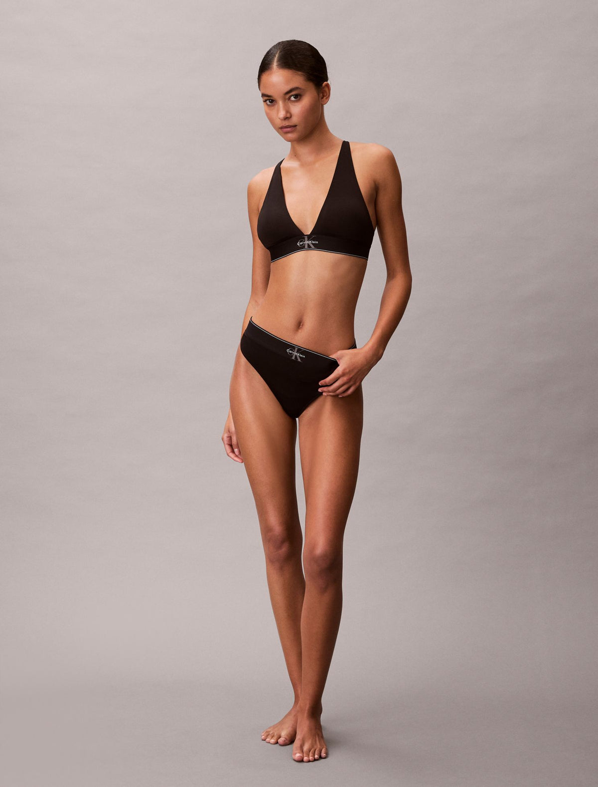 Graphic Monogram Microfiber Stretch Lightly Lined Triangle Bralette - Calvin Klein Underwear