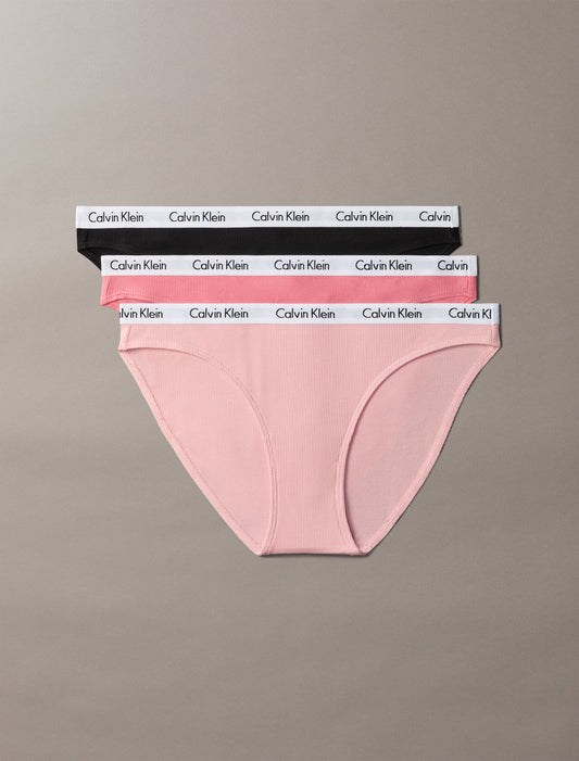 Carousel Cotton Stretch Rib 3-Pack Bikini - Calvin Klein Underwear