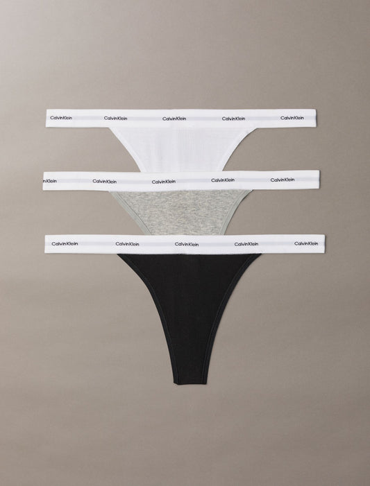 Cotton Stretch Rib 3-Pack String Thong - Calvin Klein Underwear