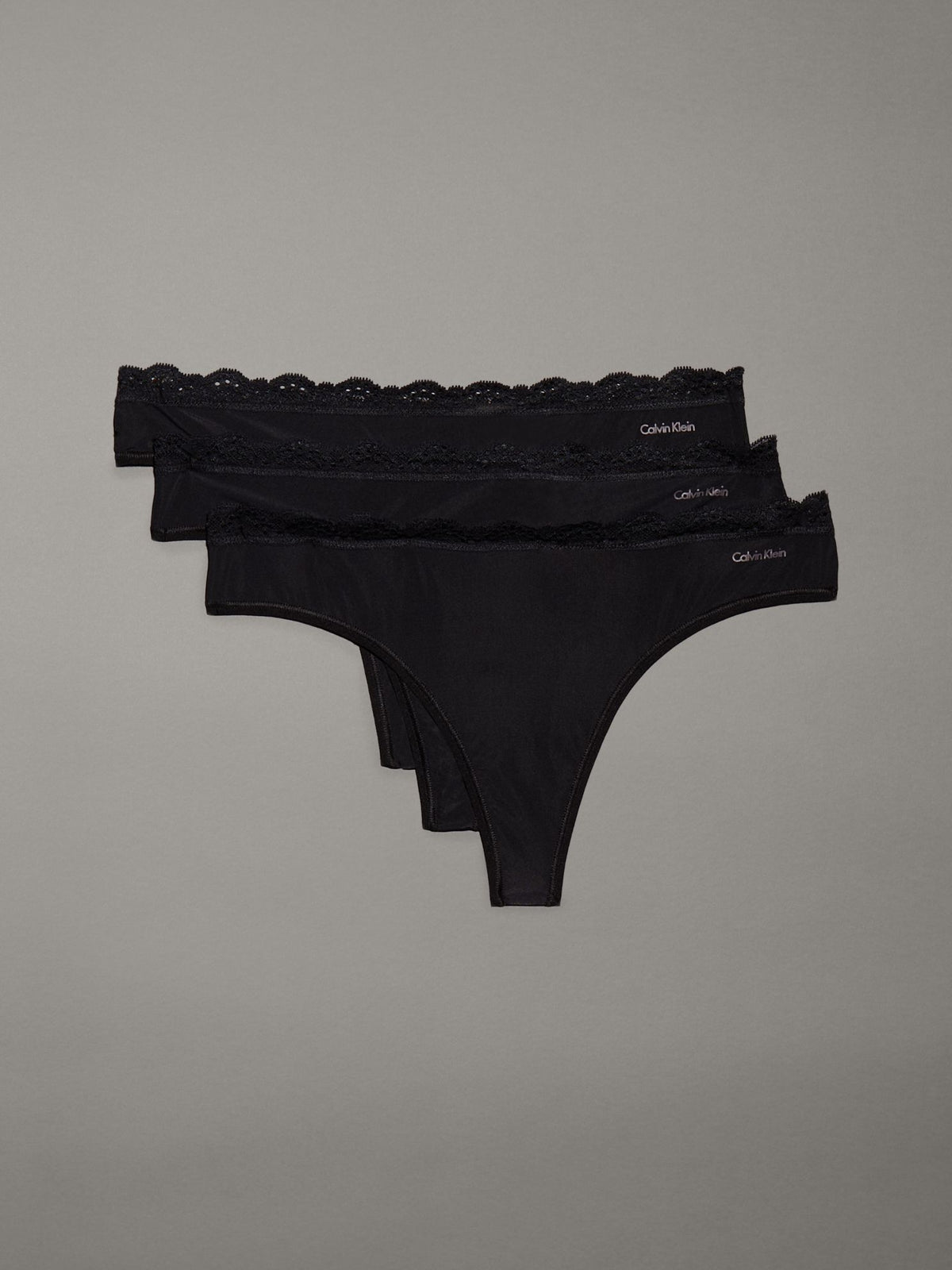 Microfiber Stretch with Lace 3-Pack Thong - Calvin Klein Underwear