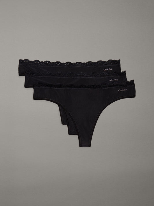 Microfiber Stretch with Lace 3-Pack Thong - Calvin Klein Underwear