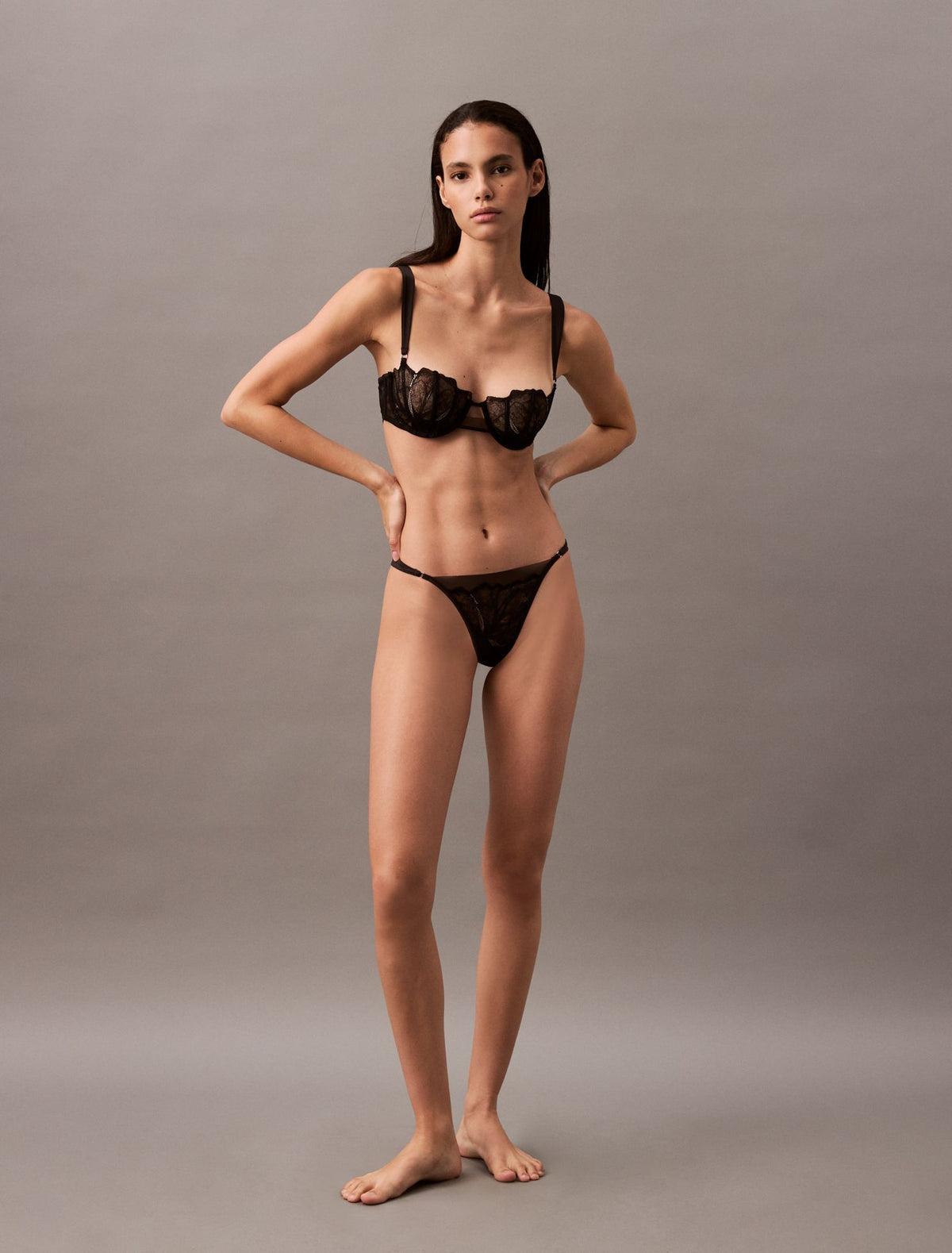 CK Black Floral Lace Unlined Balconette Bra - Calvin Klein Underwear