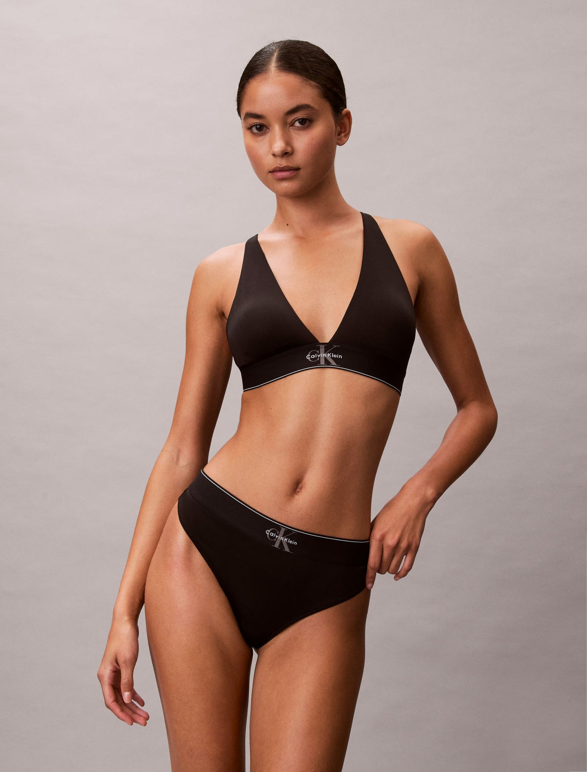 Graphic Monogram Microfiber Stretch Thong - Calvin Klein Underwear