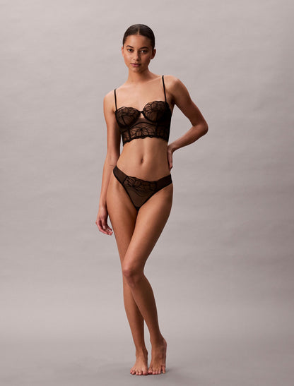 CK Black Floral Lace Thong - Calvin Klein Underwear