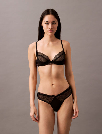 CK Black Geo Lace Thong - Calvin Klein Underwear