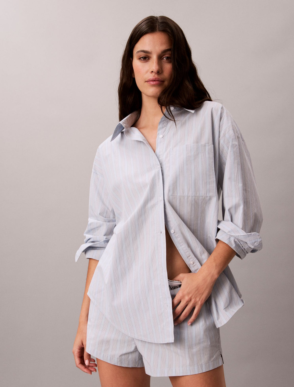 Cotton Poplin Relaxed Button-Down Sleep Shirt - Calvin Klein Underwear