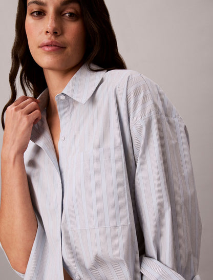 Cotton Poplin Relaxed Button-Down Sleep Shirt - Calvin Klein Underwear