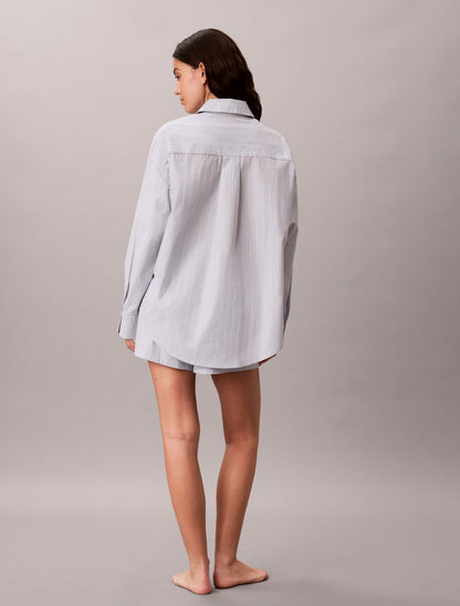 Cotton Poplin Relaxed Button-Down Sleep Shirt - Calvin Klein Underwear