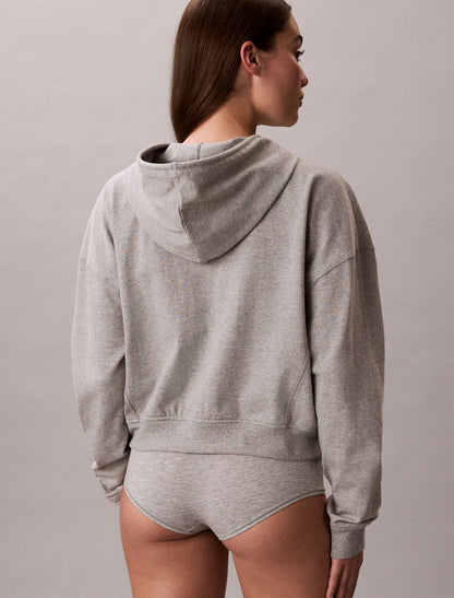 Logo Cotton Jersey Full Zip Hoodie - Calvin Klein Underwear