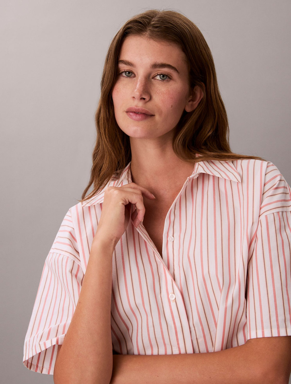 Cotton Poplin Relaxed Short Sleeve Sleep Shirt - Calvin Klein Underwear