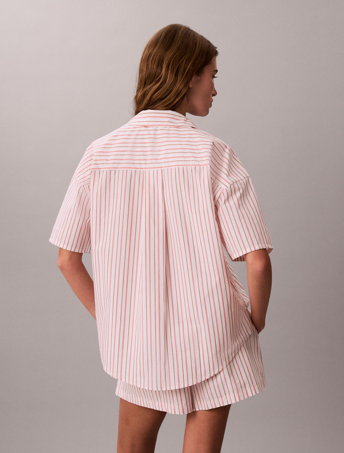 Cotton Poplin Relaxed Short Sleeve Sleep Shirt - Calvin Klein Underwear