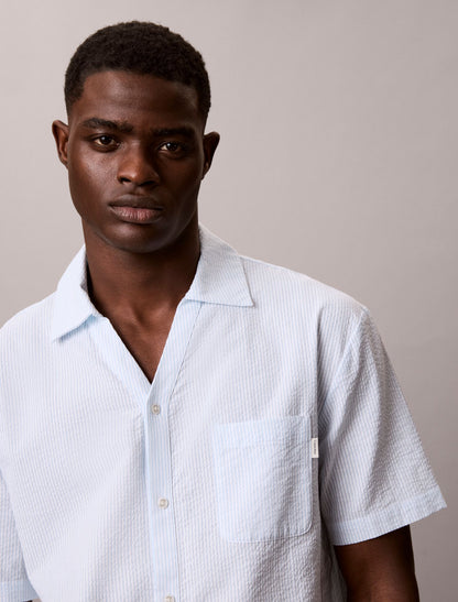 Seersucker Relaxed Sleep Button-Down Shirt - Calvin Klein Underwear