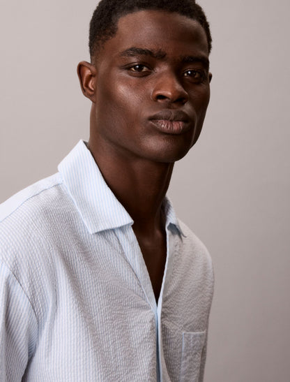 Seersucker Relaxed Sleep Button-Down Shirt - Calvin Klein Underwear