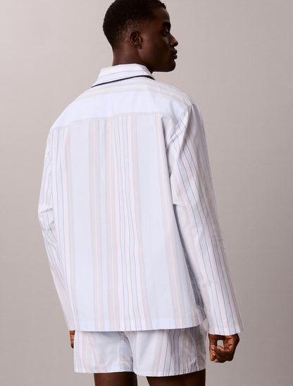 Cotton Poplin Script Button-Down Sleep Shirt - Calvin Klein Underwear