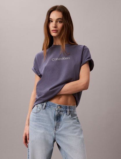 Metallic Logo Boxy Tee - Calvin Klein Women