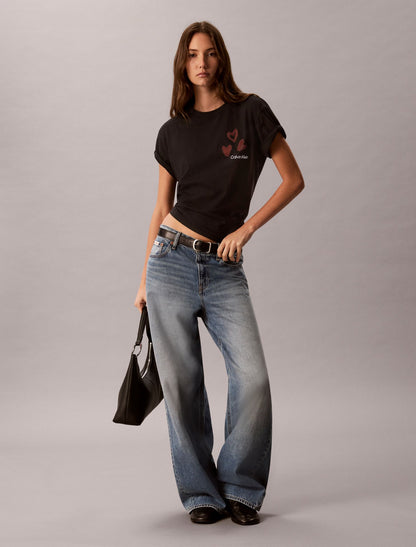 Hearts Print Boxy Tee - Calvin Klein Women