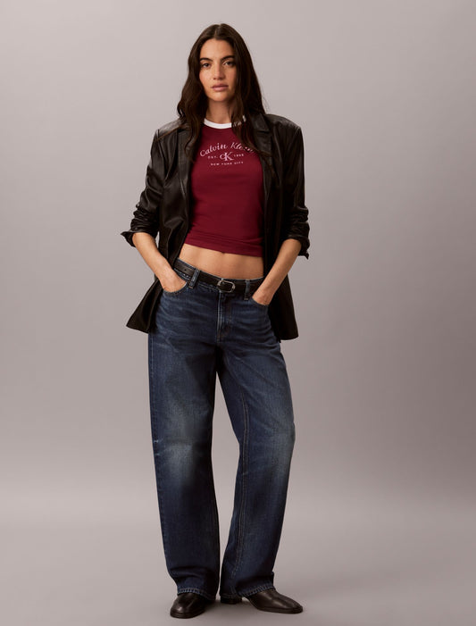 Stitch Arch Logo Slim Ringer Tee - Calvin Klein Women