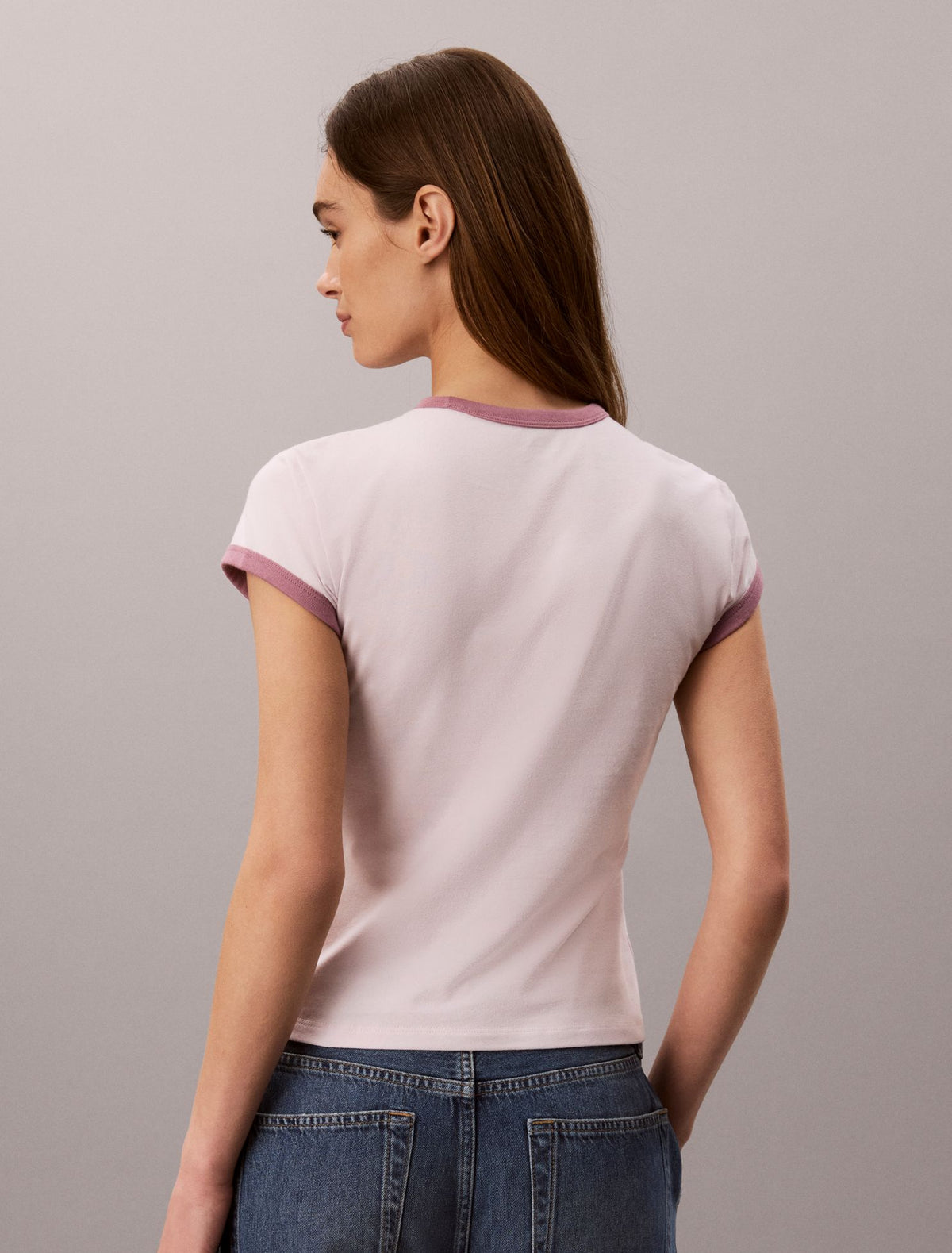 Stitch Arch Logo Slim Ringer Tee - Calvin Klein Women
