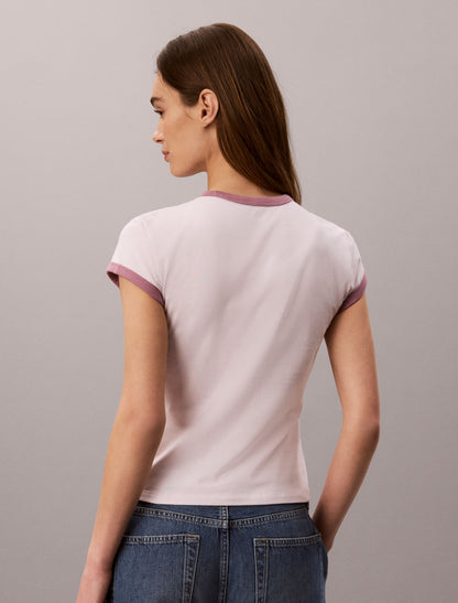 Stitch Arch Logo Slim Ringer Tee - Calvin Klein Women