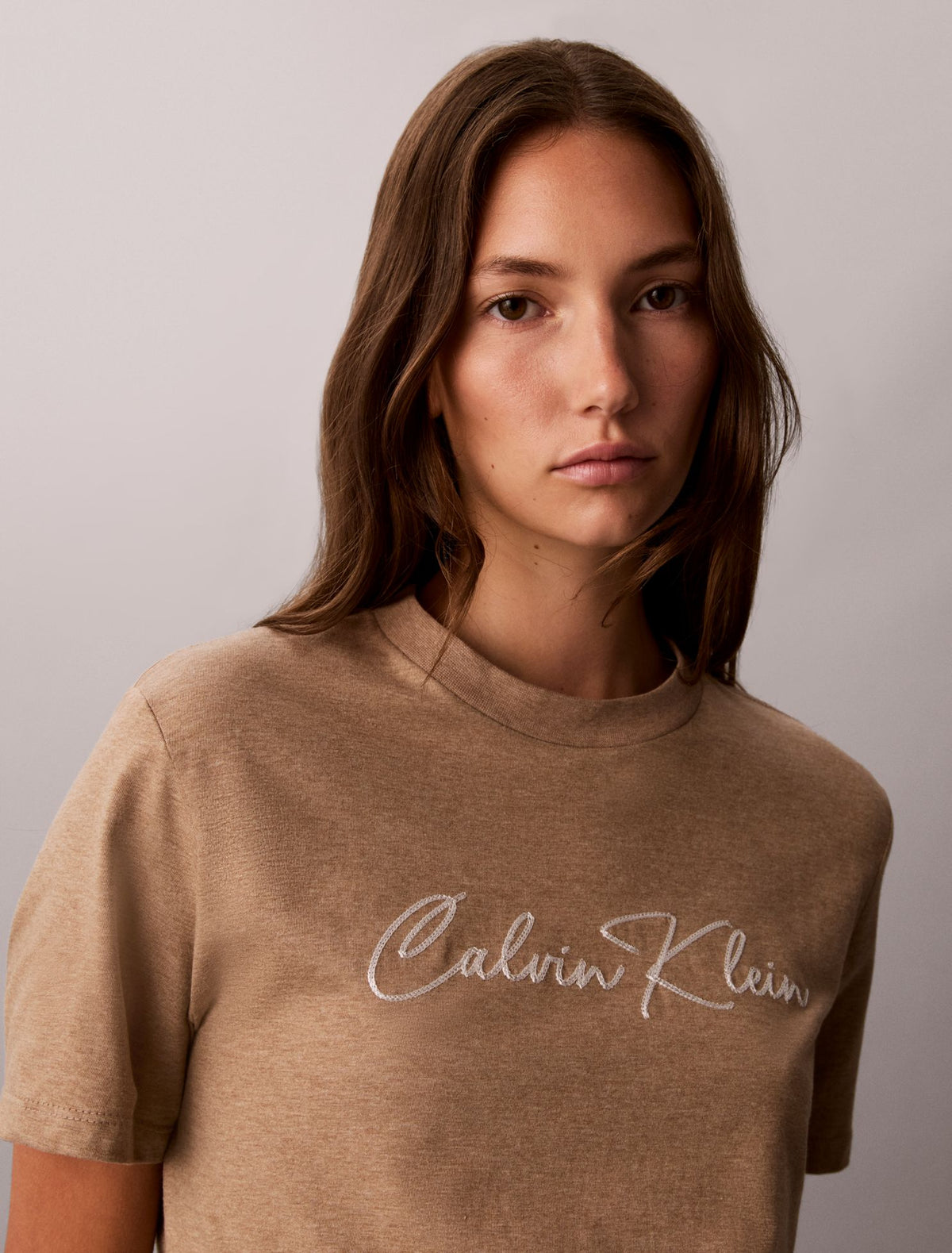 Embroidered Script Logo Tee - Calvin Klein Women