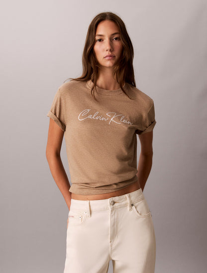 Embroidered Script Logo Tee - Calvin Klein Women