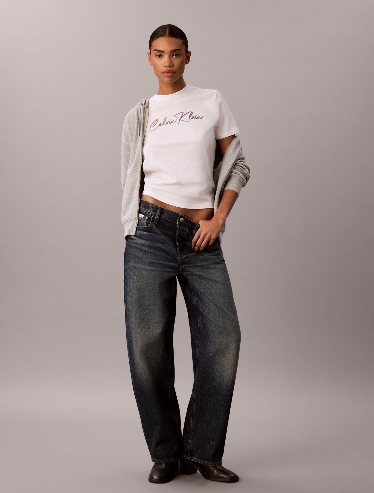 Embroidered Script Logo Tee - Calvin Klein Women