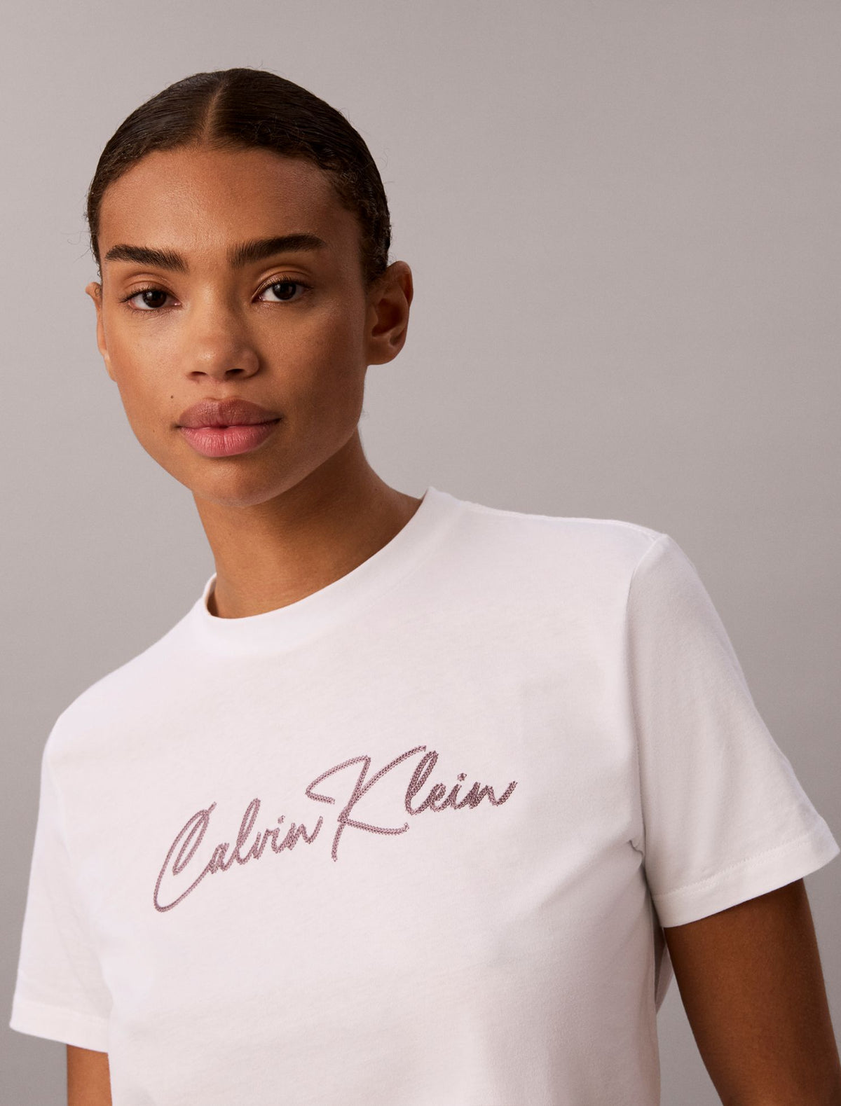 Embroidered Script Logo Tee - Calvin Klein Women