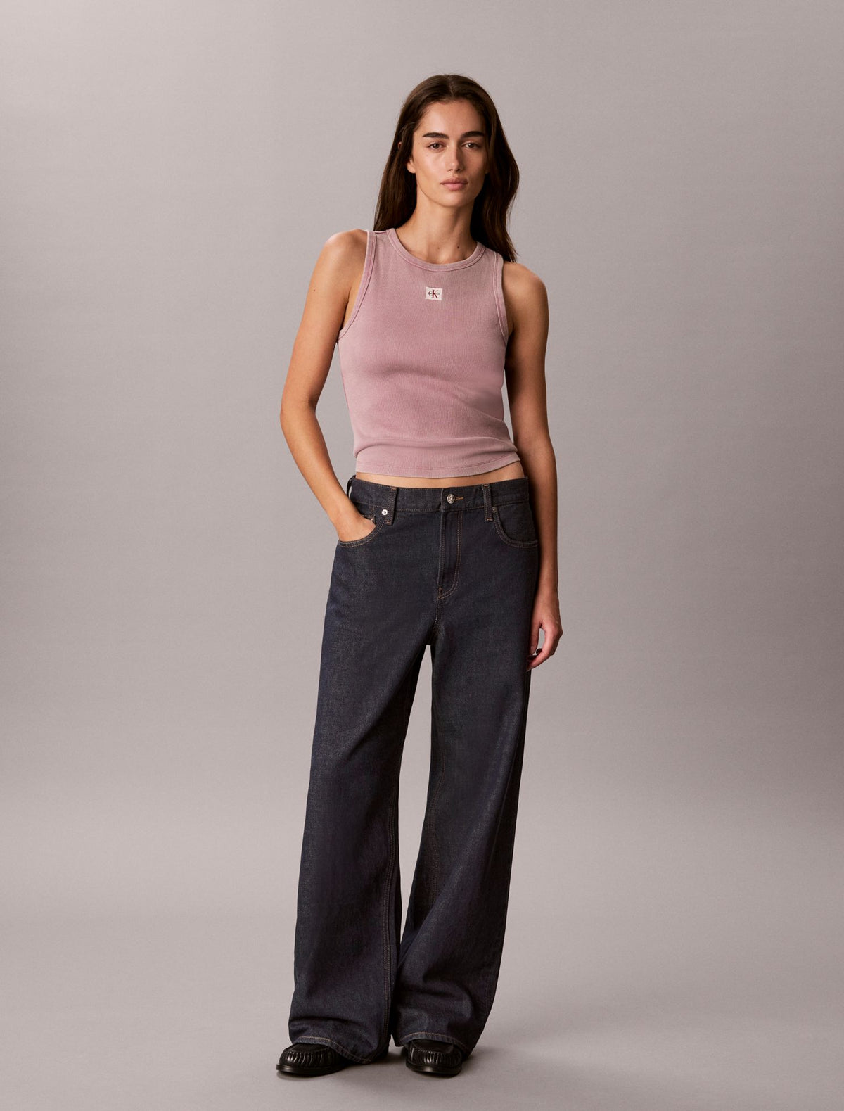 Woven Monologo Rib Tank Top - Calvin Klein Women