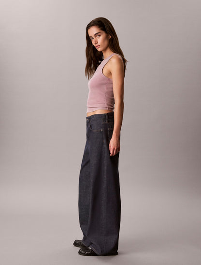 Woven Monologo Rib Tank Top - Calvin Klein Women