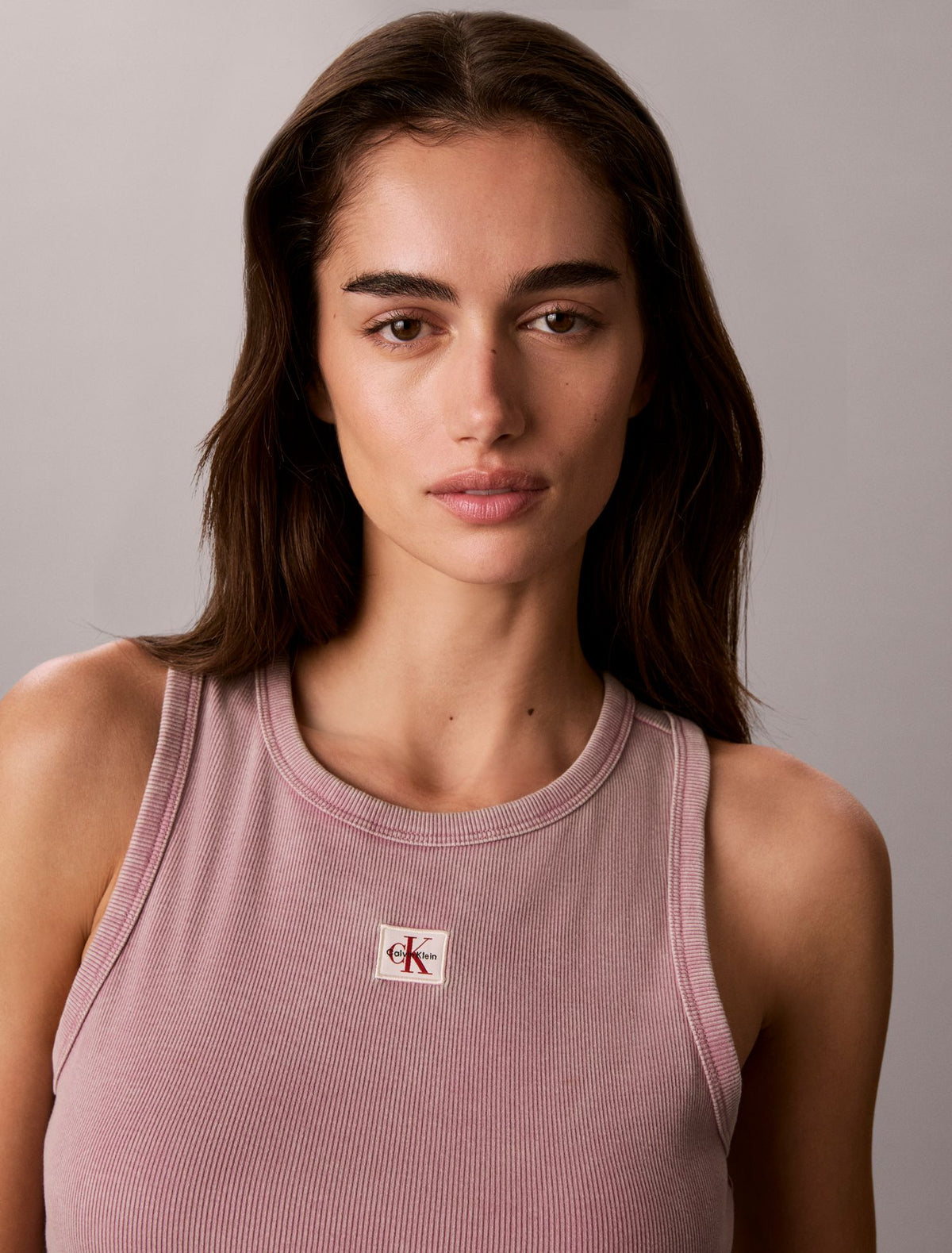 Woven Monologo Rib Tank Top - Calvin Klein Women