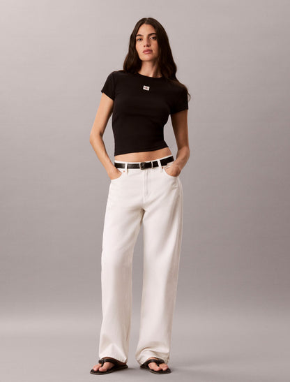 Woven Monologo Rib Tee - Calvin Klein Women
