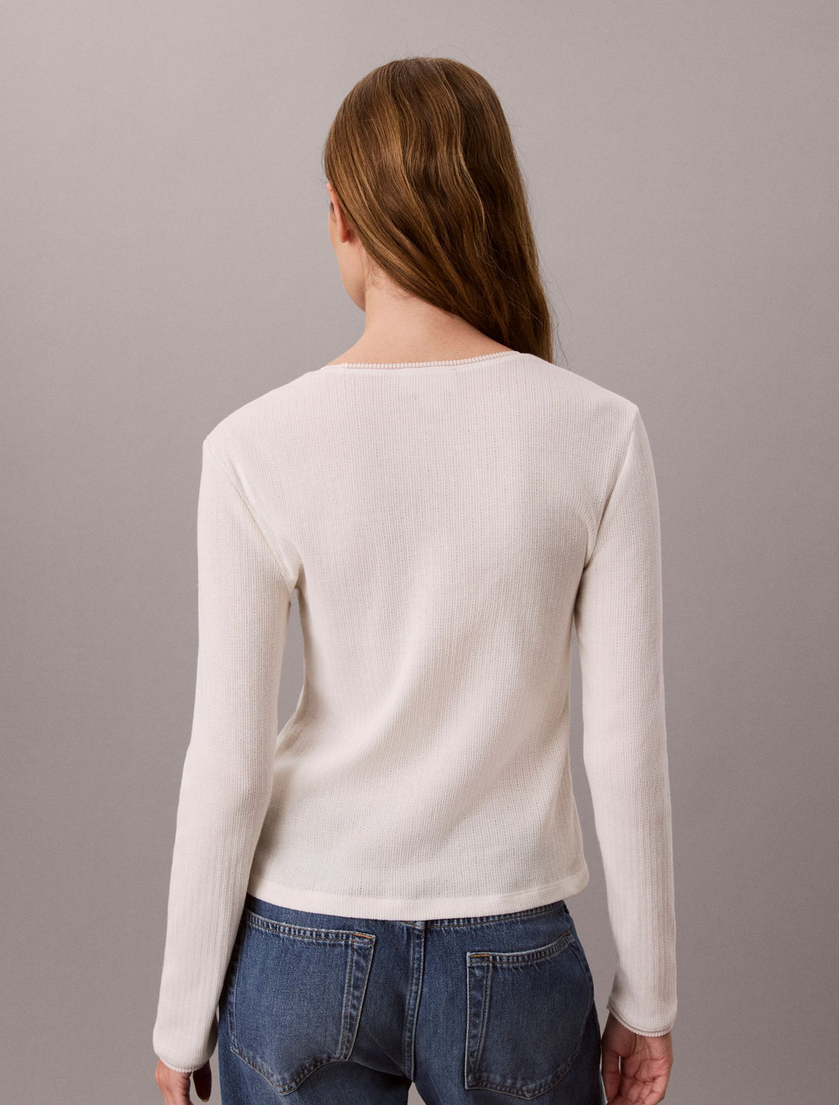 Pointelle Knit Slim Tee - Calvin Klein Women
