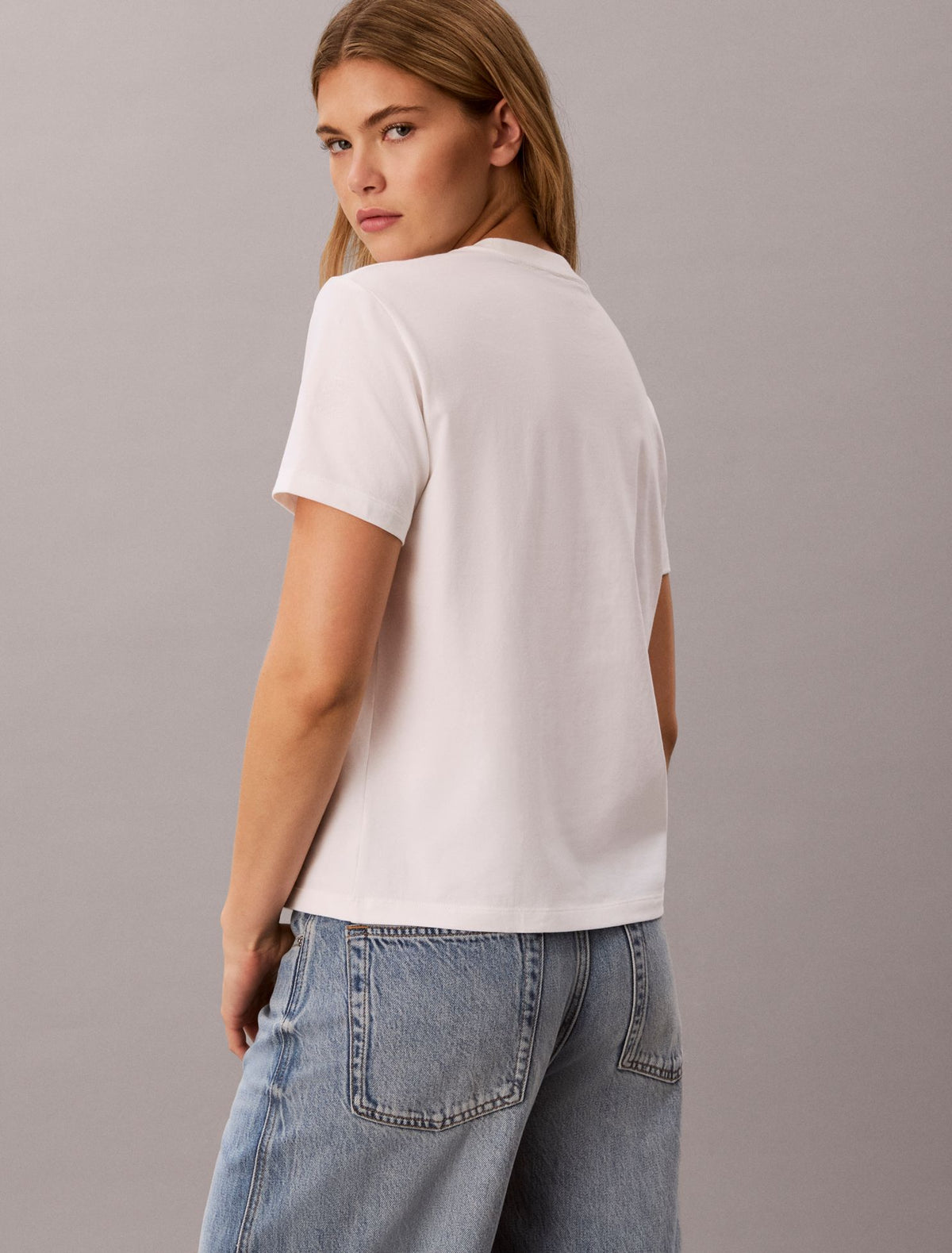 Slim Cityscape Embossed Logo Tee - Calvin Klein Women