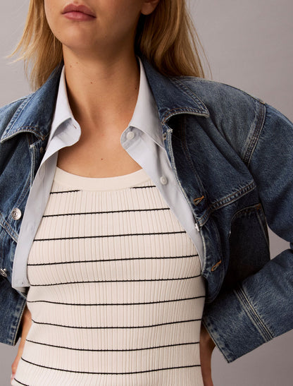 Tech Knit Striped Tank Top - Calvin Klein Women