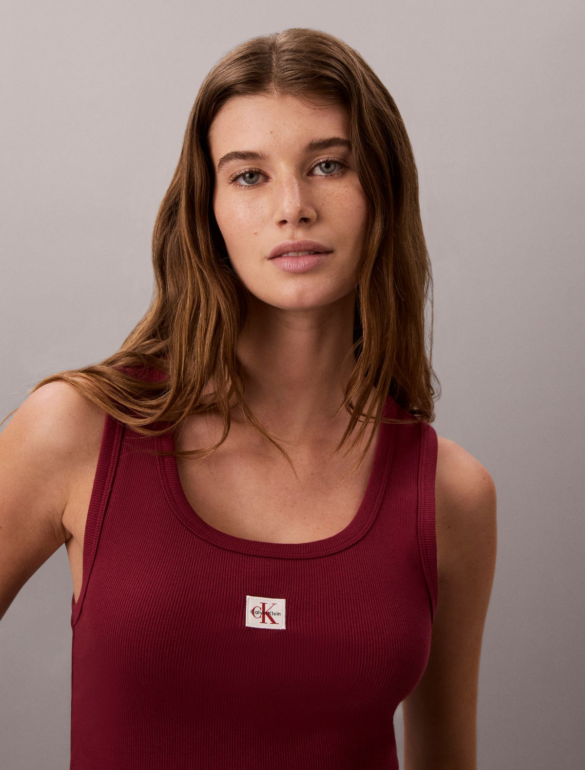 Woven Monologo Rib Tank Top - Calvin Klein Women