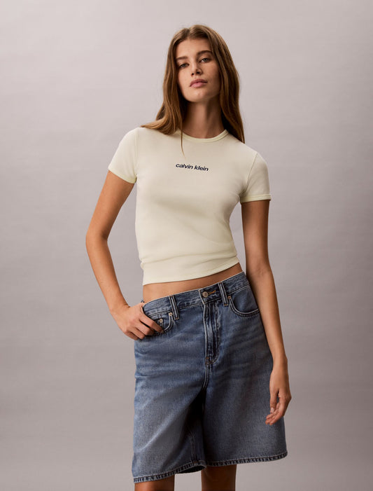 Contour Rib Logo Cropped Tee - Calvin Klein Women