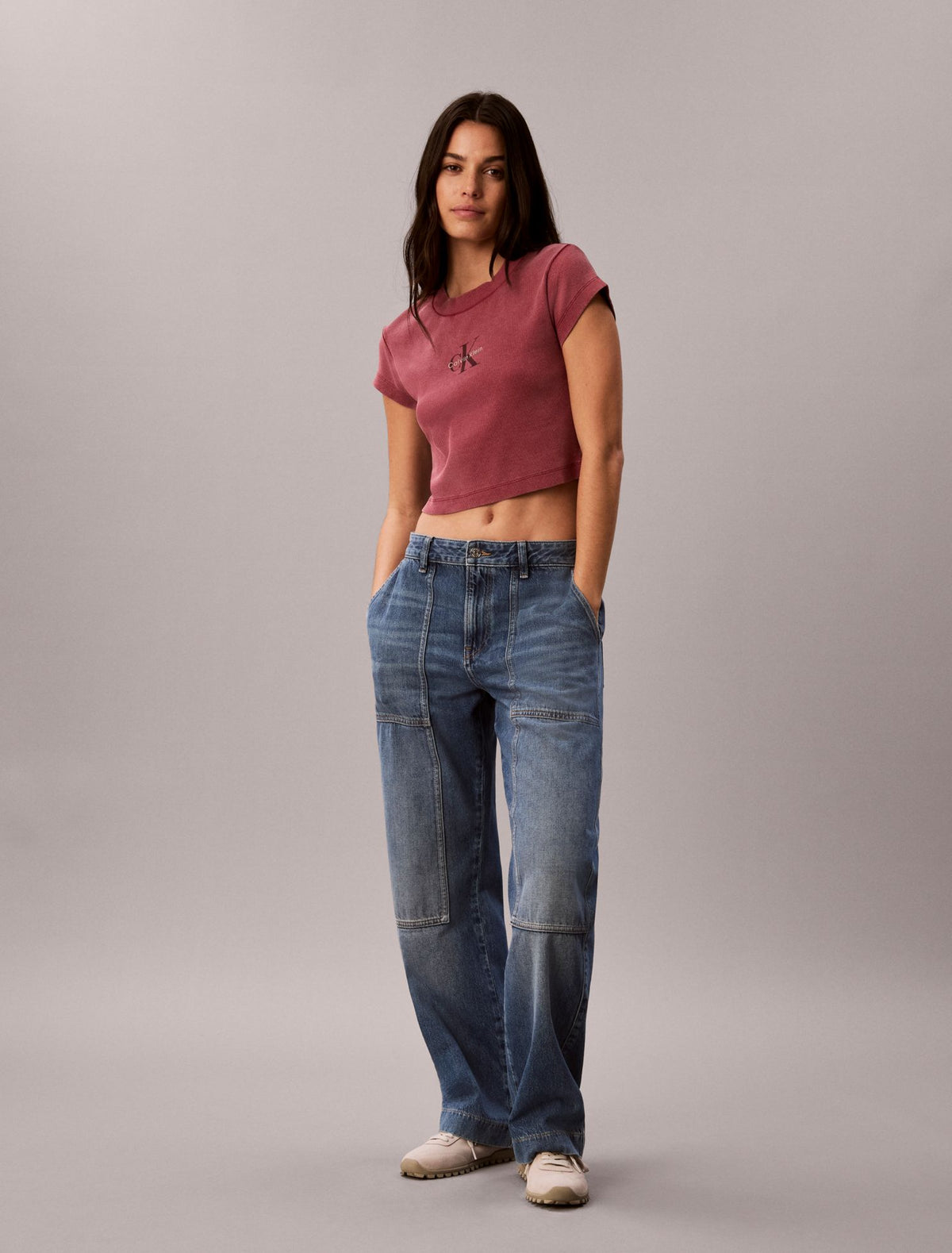 Monologo Rib Acid Wash Baby Tee - Calvin Klein Women