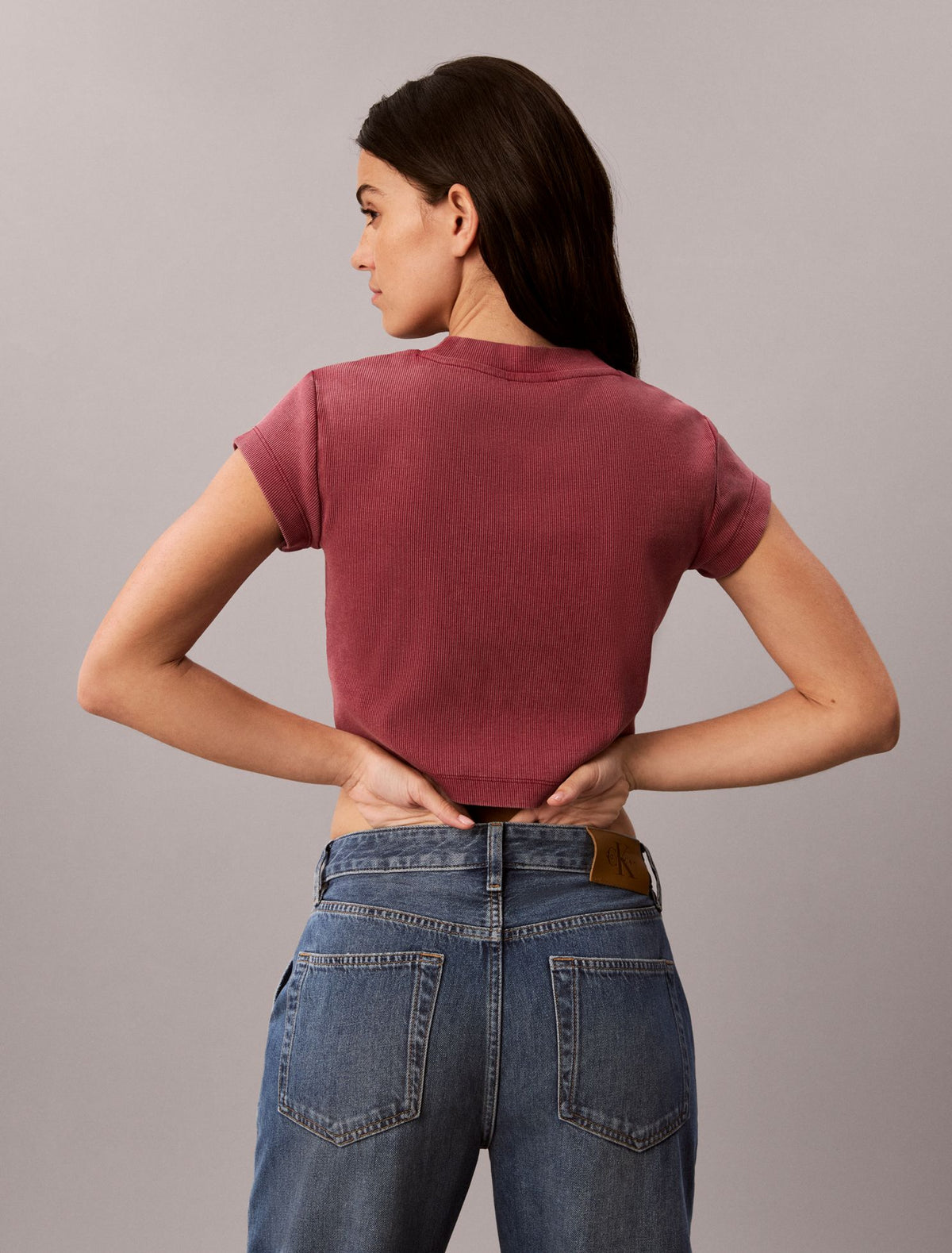 Monologo Rib Acid Wash Baby Tee - Calvin Klein Women
