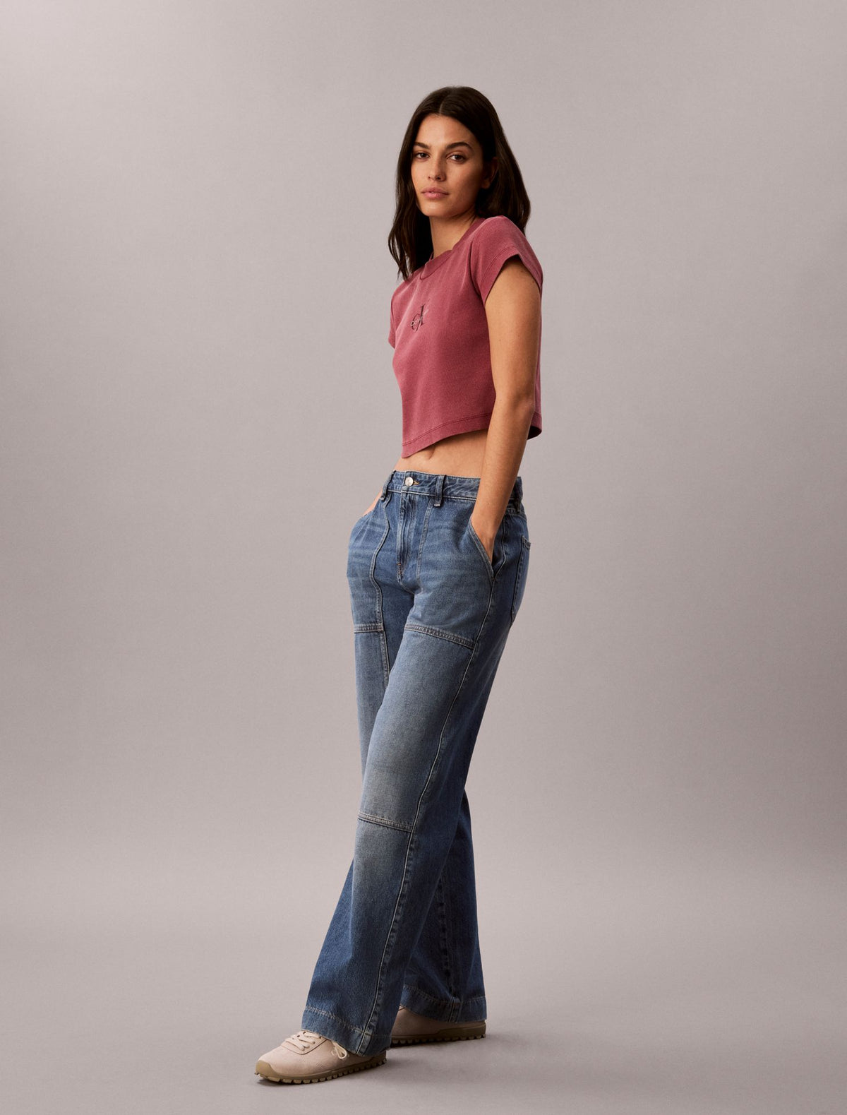 Monologo Rib Acid Wash Baby Tee - Calvin Klein Women